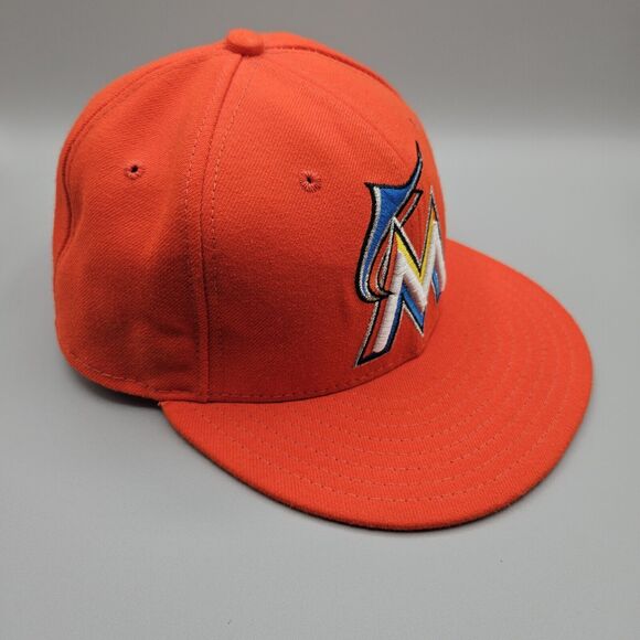 Miami Marlins Hat Cap Fitted Mens 7 1/4 New Era 59Fifty Official On Field Cap - Picture 2 of 7